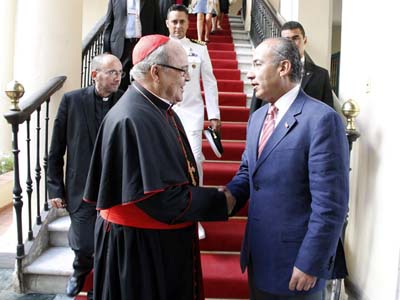 Presidente Felipe Calder&oacute;n visista a S.E.R Jaime Ortega